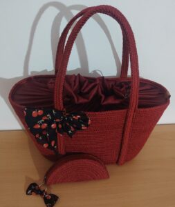 Sac à main et porte monnaie en cordon burgundy Tunisie