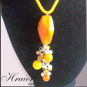 Collier jaune et orangé fait main Tunisie