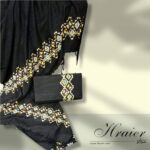 Echarpe noir brodée avec pochette assorti