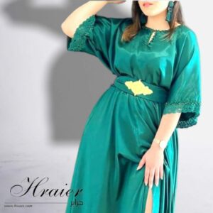 Robe vert pétrole satiné