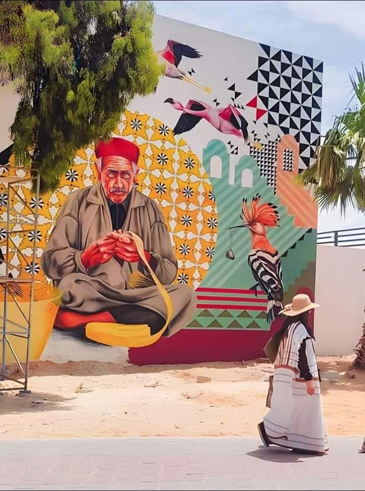 عم سعيد في جداريات حومة السوق جربة تجسيد للحرفية وتراث الصناعات التقليدية Tunisie