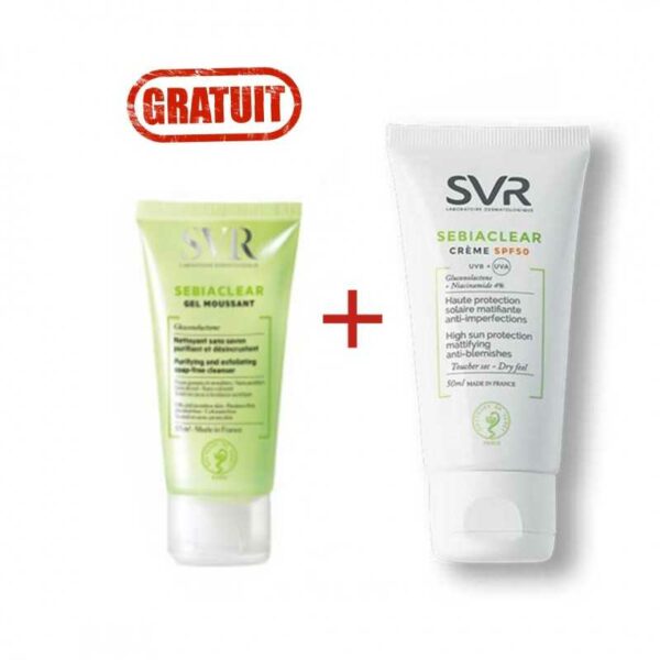 Pack SVR Sebiclear : Crème anti-imperfections + gel moussant 55ml Tunisie