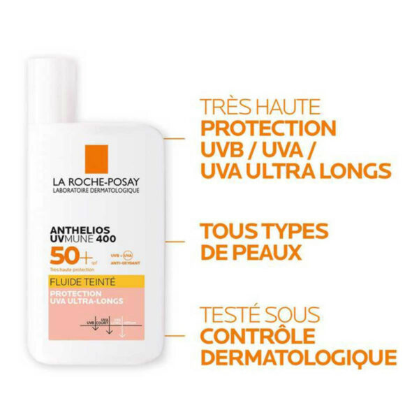 La Roche-Posay - Crème solaire Anthelios UVmune 400 - Protection fluide ultra-longue SPF50+ en format 50ml, invisible sur la peau. Tunisie