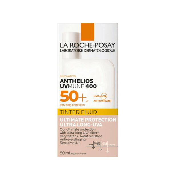 La Roche-Posay - Anthelios UVmune 400 : Crème solaire fluide teintée ultra-longue protection SPF50+ en format 50ml. Tunisie