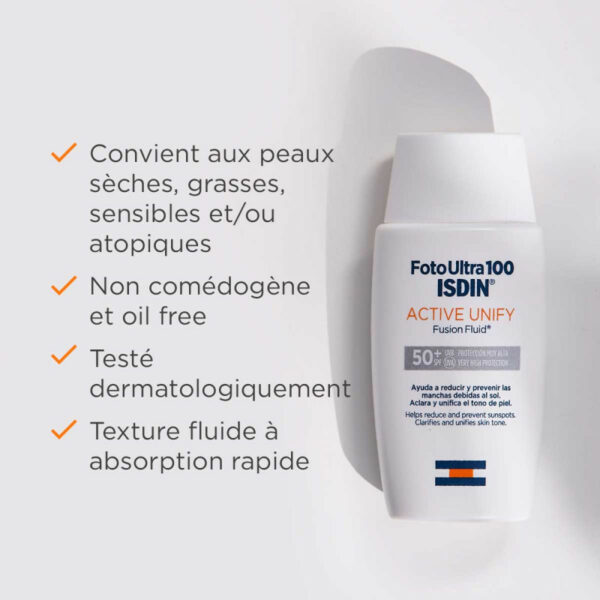 Protection solaire imperceptible SPF50+ - Isdin FotoUltra 100 Active Unify - 50ml Tunisie