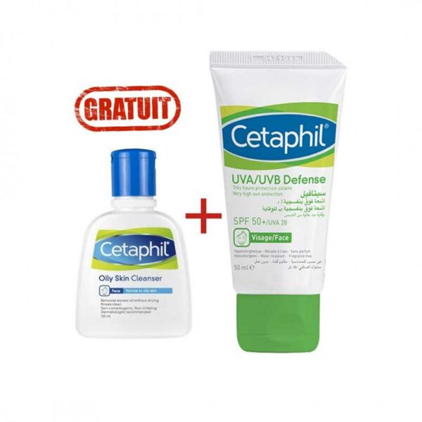Pack Cetaphil - Protection solaire SPF50 + Nettoyant pour peaux grasses de 125 ml. Tunisie