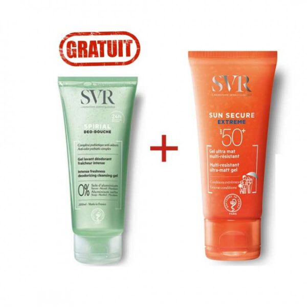 Pack SVR Sun Secure extrême SPF50+ avec Spirial gel moussant déodorant 55ml Tunisie