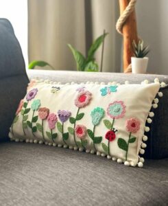 Oreillers rectangulaire brodé fleurs Tunisie
