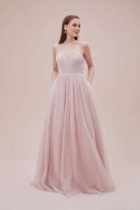 Robe longue rose bustier en tulle brillant Tunisie