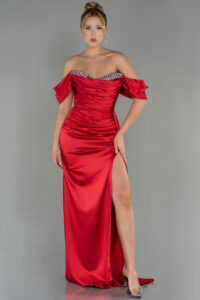 Robe De Soirée Satin Longue Rouge Tunisie