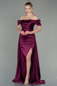 Robe de Soirée Longue Satin Couleur Cerise Tunisie