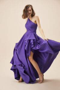 Robe de soirée violette en satin fendue à une épaule Tunisie