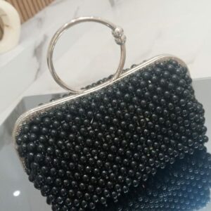 Sac à main en perle noire avec une Porte-main gris Tunisie