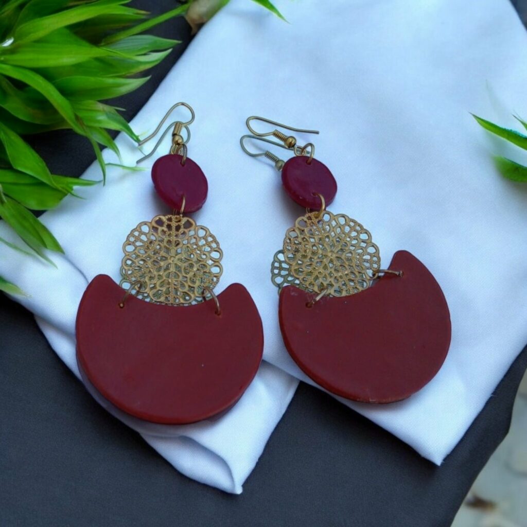 Boucles d'oreilles style arabesque en pâte polymère Tunisie