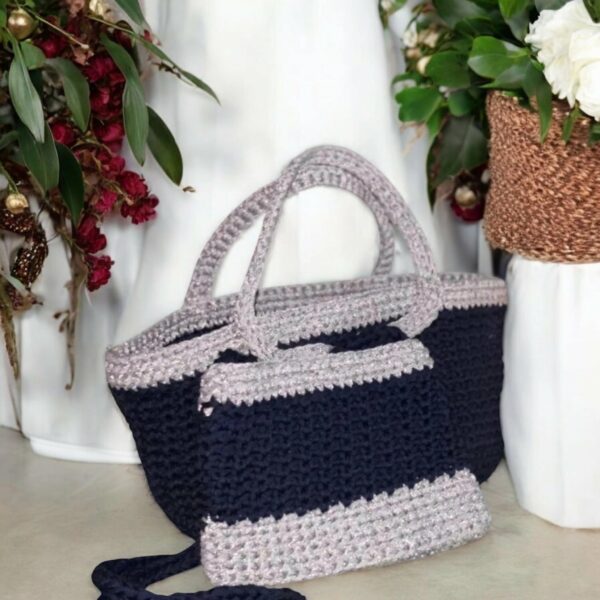 Deux pièces panier crochet + sac bandoulière fait à la main Tunisie