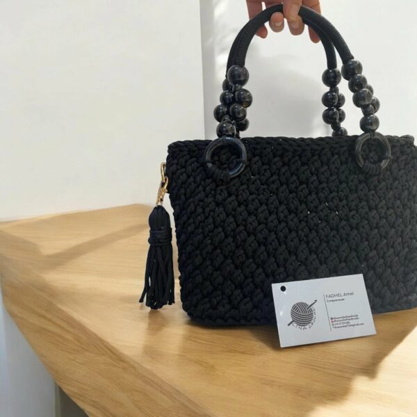 Sac chic fait à la main en crochet noir Tunisie