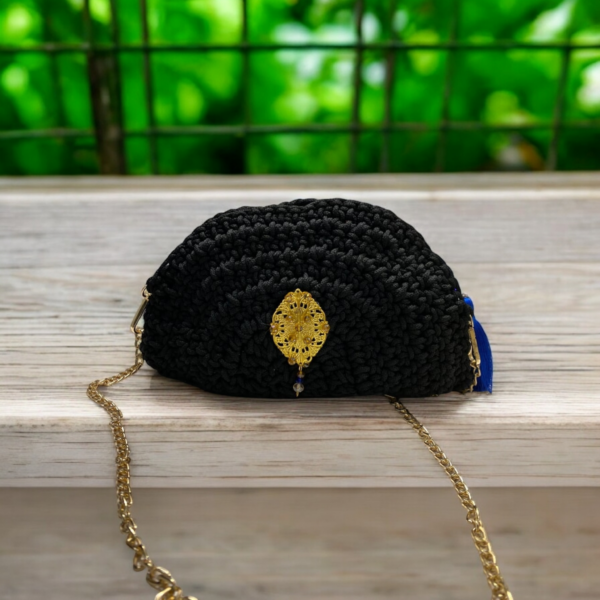 Sac à bandoulière en crochet noir Tunisie