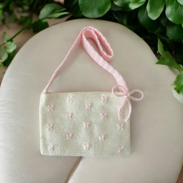 Sac crochet blanc et rose avec des papillons Tunisie