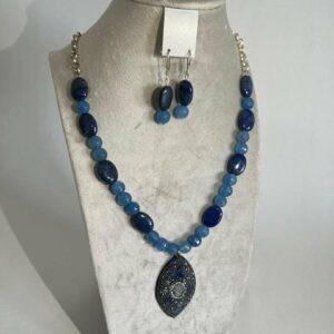 Parure en pierre lapis-lazuli et agate Tunisie