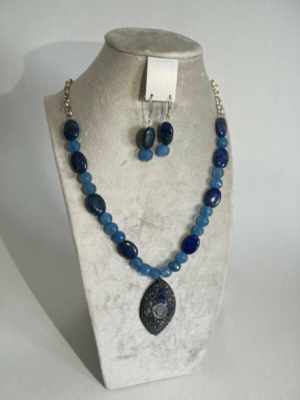 Parure en pierre lapis-lazuli et agate Tunisie