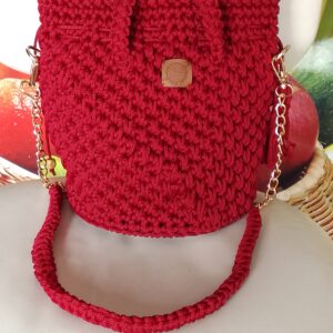 sac seau rouge en crochet Tunisie