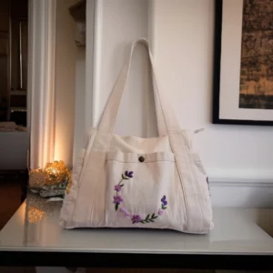 Sac brodé personnalisé - Touche florale