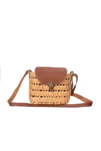 Sac bohème en doum avec anses en cuir Tunisie