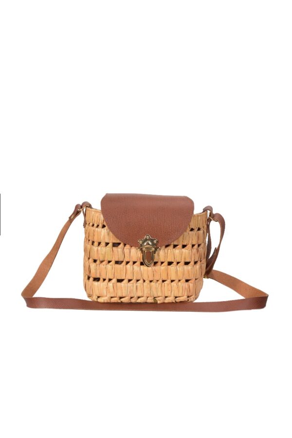 Sac bohème en doum avec anses en cuir Tunisie