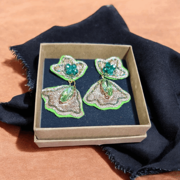 Boucles d’oreilles avec motif brodé à la main Tunisie