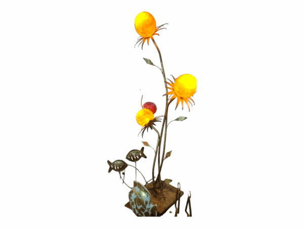 Veilleuse en cuivre et verre forme plante Tunisie