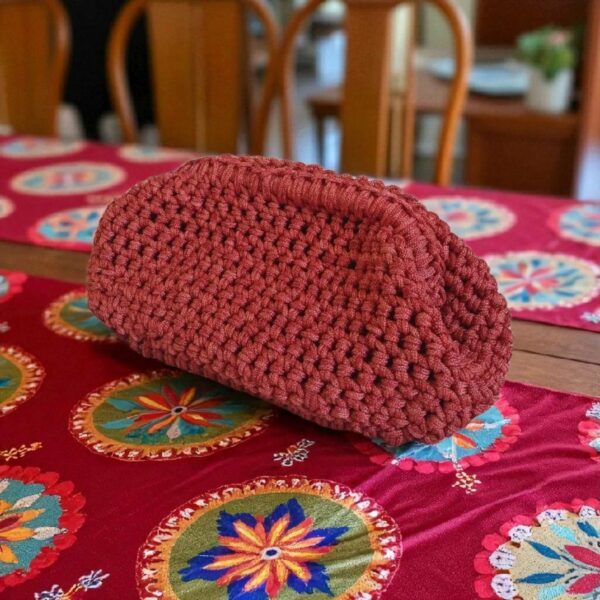 Sac à main en crochet pailleté rouge doré Tunisie