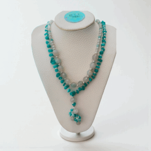 Collier couleur de mer du ciel avec perles semi précieuse Tunisie