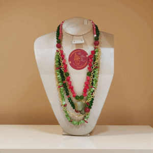 Collier traditionnel vert rouge avec Corail Tunisie