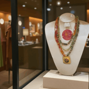 Collier avec pierres et pendentif cuivre trompé dans l'or Tunisie