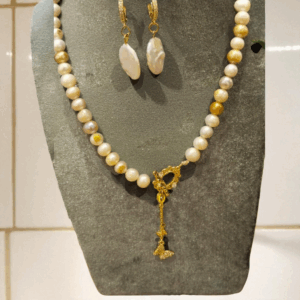 Collier perle de culture avec boucle en acier inoxydable Tunisie