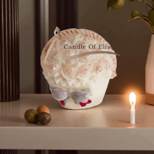 Panier de fleurs en mica naturel, bougie unique et personnalisée Tunisie
