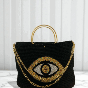 Sac en crochet noir et doré Tunisie