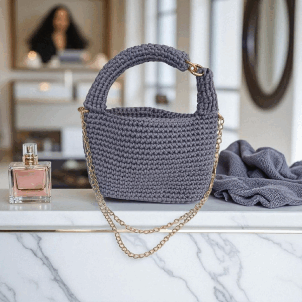 Petit sac en crochet gris Tunisie