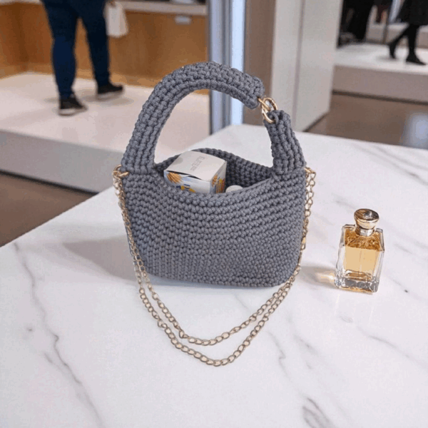 Petit sac en crochet gris Tunisie