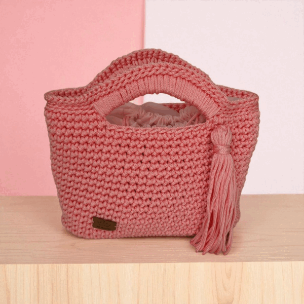 Sac à main au crochet en macramé rose Tunisie