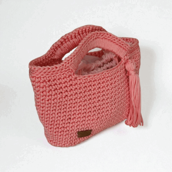 Sac à main au crochet en macramé rose Tunisie