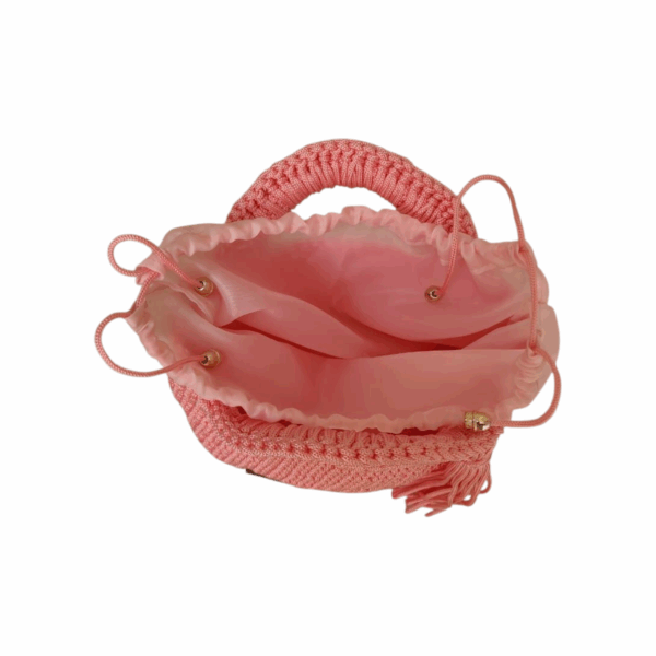 Sac à main au crochet en macramé rose Tunisie