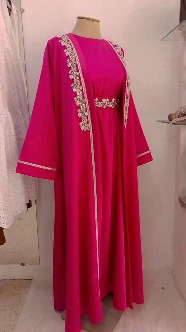 Abaya 3 pièces [abaya + fond de robe et ceinture] Tunisie