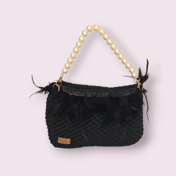 Sac à main au crochet en macramé noir Tunisie