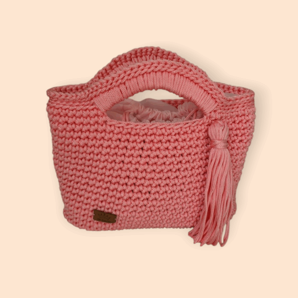 Sac à main au crochet en macramé rose bonbon fait main Tunisie
