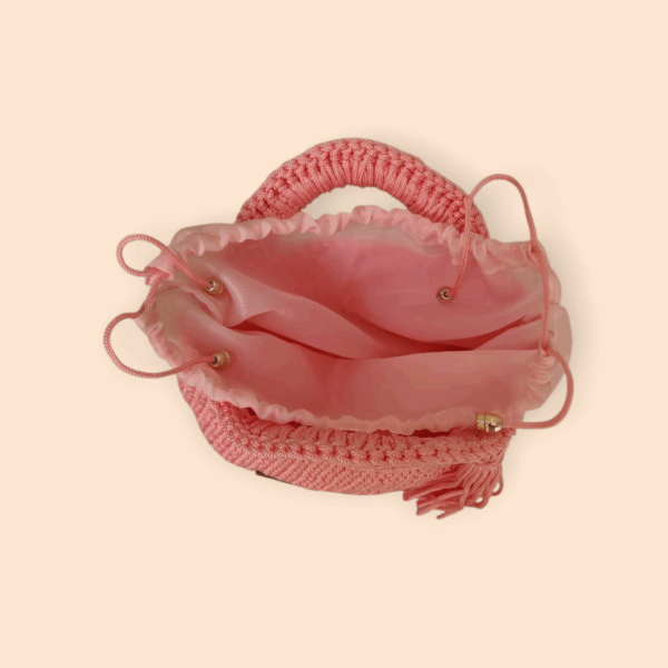 Sac à main au crochet en macramé rose bonbon fait main Tunisie