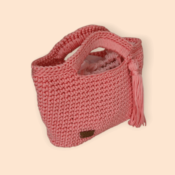 Sac à main au crochet en macramé rose bonbon fait main Tunisie