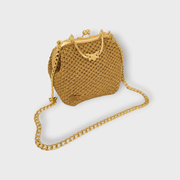 Sac à main au crochet en macramé doré Tunisie