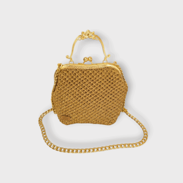 Sac à main au crochet en macramé doré Tunisie