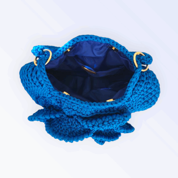 Sac à main au crochet en macramé bleu Tunisie